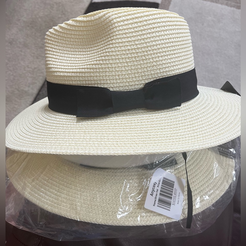 Panama Straw Hats for Women Summer Beach Sun Hat Wide Brim Fedora Cap